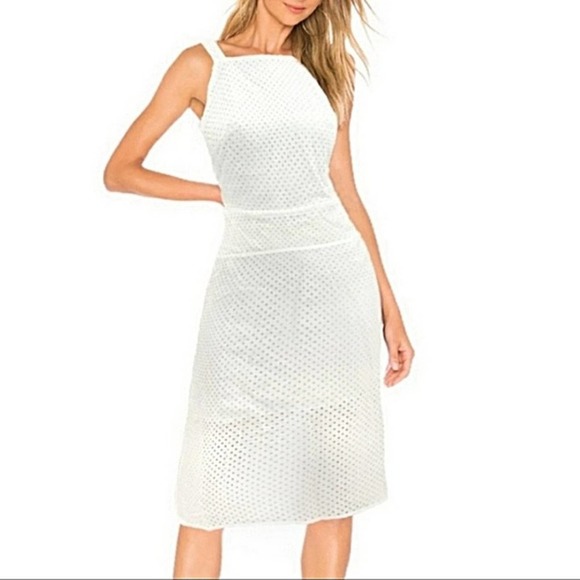 Line & Dot Dresses & Skirts - Line and Dot Spring Life Eyelet Apron Dress in White